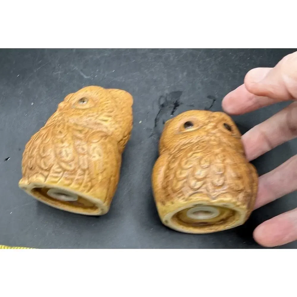 Vintage MCM 1960s Ceramic Owl Salt and Pepper Shakers With Stoppers Japan S1